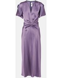Victoria Beckham - Midikleid Aus Satin - Lyst