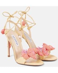 Aquazzura - Sandalen Marea 105 Aus Raffiabast Mit Leder - Lyst