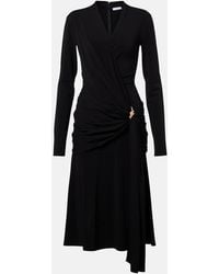 Ferragamo - Draped Jersey Midi Dress - Lyst