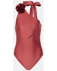 Zimmermann - Waverly Floral-applique One-shoulder Swimsuit - Lyst