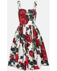 Dolce & Gabbana - Longuette-Bustierkleid Rosenprint - Lyst