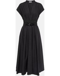 Alaïa - Vestido Midi En Popelin De Algodon - Lyst