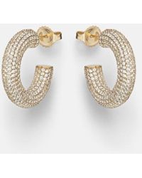 Sydney Evan - Puffy 14Kt Hoop Earrings With Diamonds - Lyst