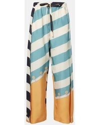 Loewe - Printed Silk Wide-Leg Pants - Lyst