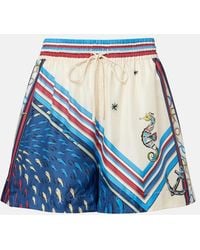 ALÉMAIS - Apollo Printed Silk Satin Shorts - Lyst