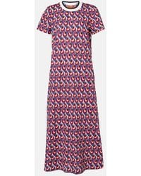 La DoubleJ - Sporty Swing Printed Cotton Jersey Midi Dress - Lyst