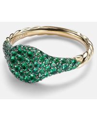 David Yurman - Petite Pave 18Kt Pinky Ring With Emeralds - Lyst