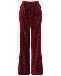 Gucci - Gg Cotton Velvet Wide-Leg Pants - Lyst