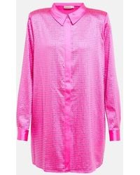 Self-Portrait - Crystal-Embellished Satin Shirt - Lyst