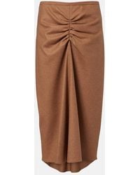 Victoria Beckham - Gathered Wool And Cashmere Midi Skirt - Lyst