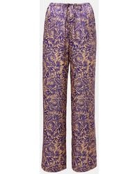 Dries Van Noten - Floral Silk Satin Wide-Leg Pants - Lyst