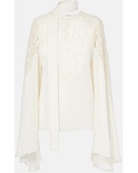 Elie Saab - Bluse Aus Georgette Mit Spitze - Lyst