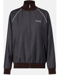 Miu Miu - Chaqueta De Lana Virgen Con Raya Diplomatica - Lyst