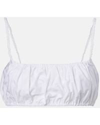 Alaïa - Ruched Cotton Bra Top - Lyst
