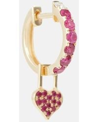 Robinson Pelham - Argolla Orb Midi y Heart EarWish de oro de 14 ct con diamantes y rubies - Lyst