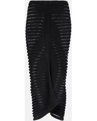 Alaïa - Striped Textured-Knit Midi Skirt - Lyst