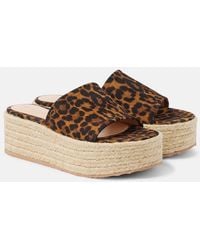 Gianvito Rossi - Leopard-Print Suede Espadrille Slides - Lyst