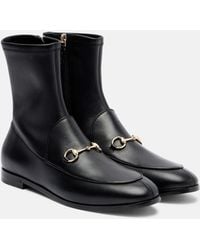Gucci - Horsebit Leather Ankle Boots - Lyst