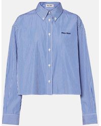 Miu Miu - Striped Cropped Cotton Poplin Shirt - Lyst