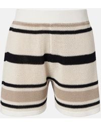 Brunello Cucinelli - Open-Knit Striped Cotton Shorts - Lyst