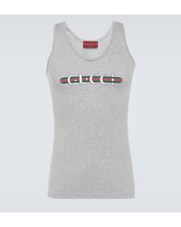 Gucci - Logo Ribbed-knit Cotton Jersey Tank Top - Lyst