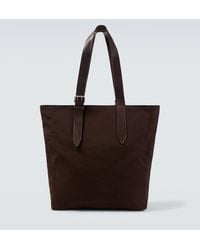 Dries Van Noten - Tote Bag Aus Baumwoll-Canvas Mit Leder - Lyst