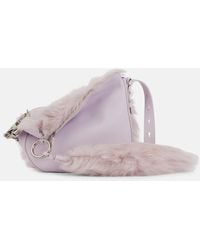 Burberry - Schultertasche Knight Small Aus Leder Und Shearling - Lyst