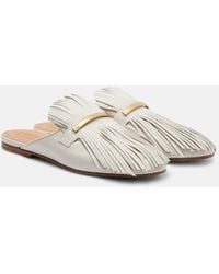 Tod's - Fringed Leather Mules - Lyst