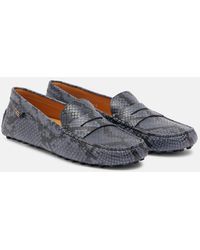 Tod's - Gommino Snake-Effect Leather Driving Shoes - Lyst