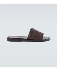 Bottega Veneta - Elio Intrecciato Leather Slides - Lyst