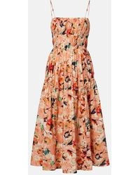 Ulla Johnson - Vidri Floral Cotton Poplin Midi Dress - Lyst