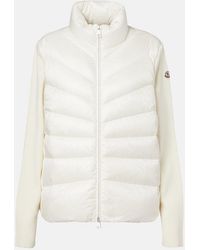 Moncler - Tricot Down-Paneled Virgin Wool Cardigan - Lyst