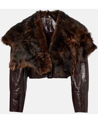 Chloé - Cropped-Lederjacke Mit Shearling - Lyst