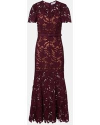 Self-Portrait - Belted Floral Guipure Lace Midi Dress - Lyst