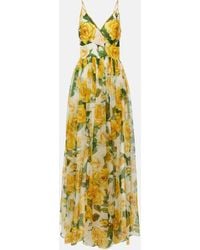 Dolce & Gabbana - Robe longue en soie a fleurs - Lyst