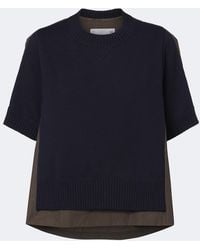Sacai - Knitted Cotton And Cashmere-Blend Top - Lyst