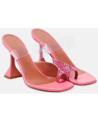 AMINA MUADDI - Paloma Embellished Leather And Pvc Mules - Lyst