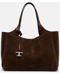Tod's - Apa Large Leather Suede Tote Bag - Lyst