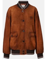 Miu Miu - Logo Suede Blouson Jacket - Lyst