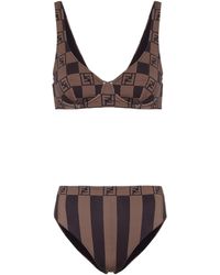 Fendi Bedruckter Bikini - Braun