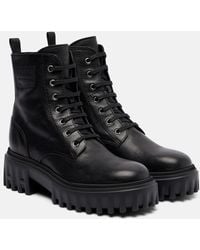 Hogan - H700 Leather Combat Boots - Lyst