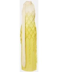 Blumarine - Embellished Crepon Maxi Dress - Lyst
