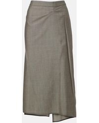 Victoria Beckham - Draped Wool And Mohair Midi Skirt - Lyst