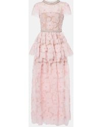 Self-Portrait - Embellished Floral Tulle Gown - Lyst