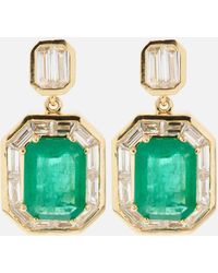 SHAY - Halo 18kt Gold Drop Earrings With Emeralds And Diamonds - Lyst