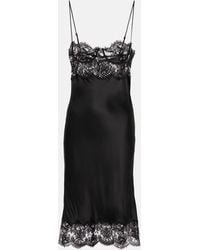 Saint Laurent - Lace-Trimmed Silk Satin Slip Dress - Lyst