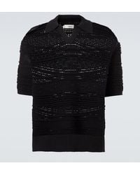 Commas - Crochet Cotton-Blend Polo Shirt - Lyst