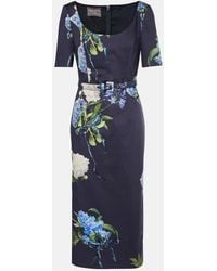 Monique Lhuillier - Floral Poplin Midi Dress - Lyst