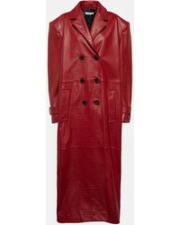 Alessandra Rich - Oversized Croc-effect Leather Coat - Lyst