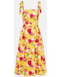 Carolina Herrera - Floral Cotton Midi Dress - Lyst